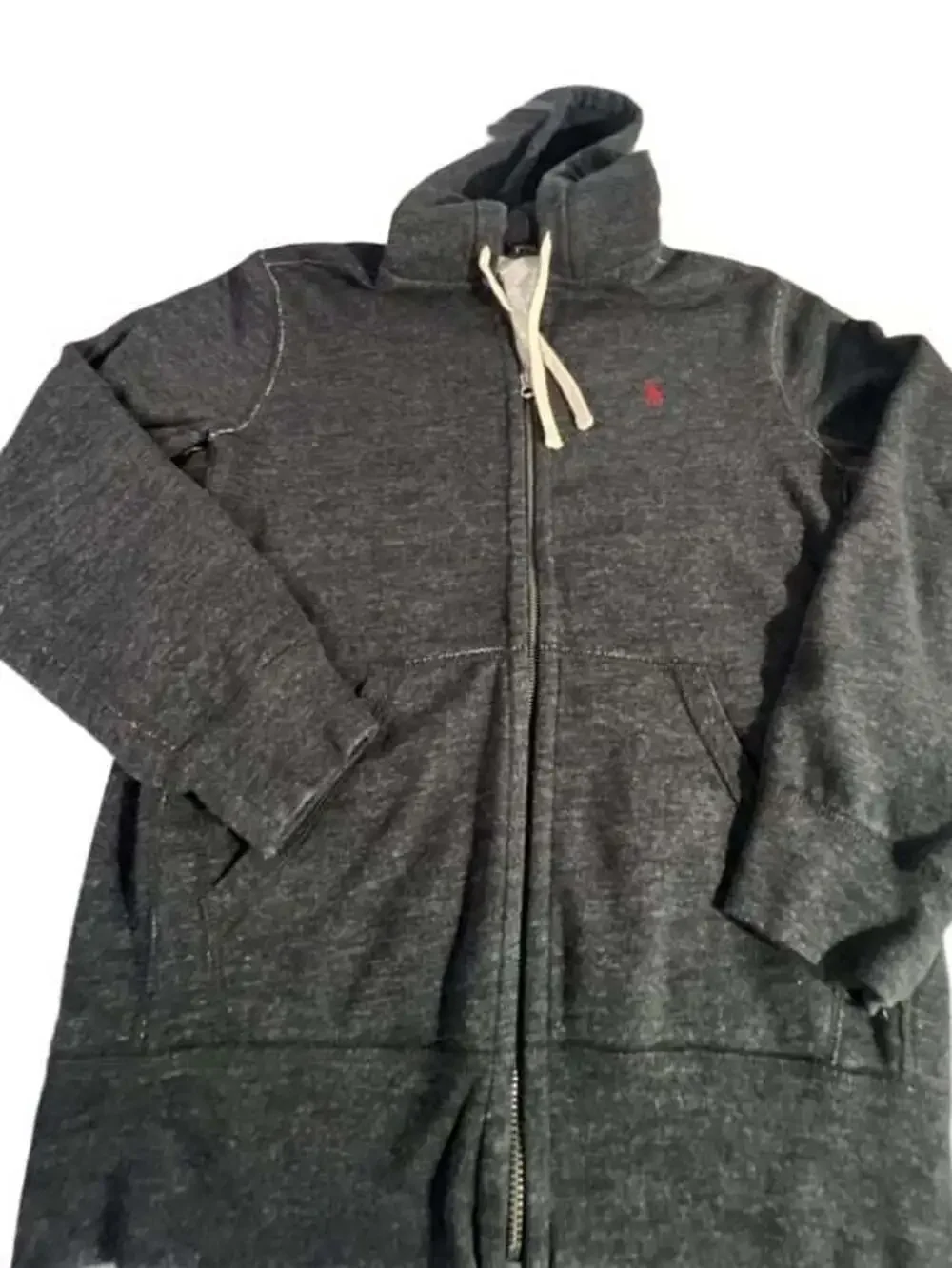 Polo Ralph Lauren Full Zip Hoodie Sweatshirt Dark Gray Heathered Men's Medium